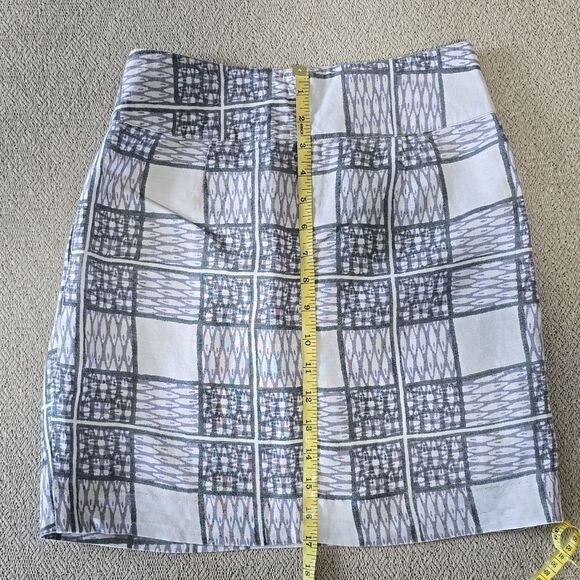 Banana Republic Gray Linen Blend Plaid Pleated Skirt - Size 0 - Picture 8 of 13